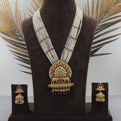 Antique Bandhay Moti Set Includes Kundan