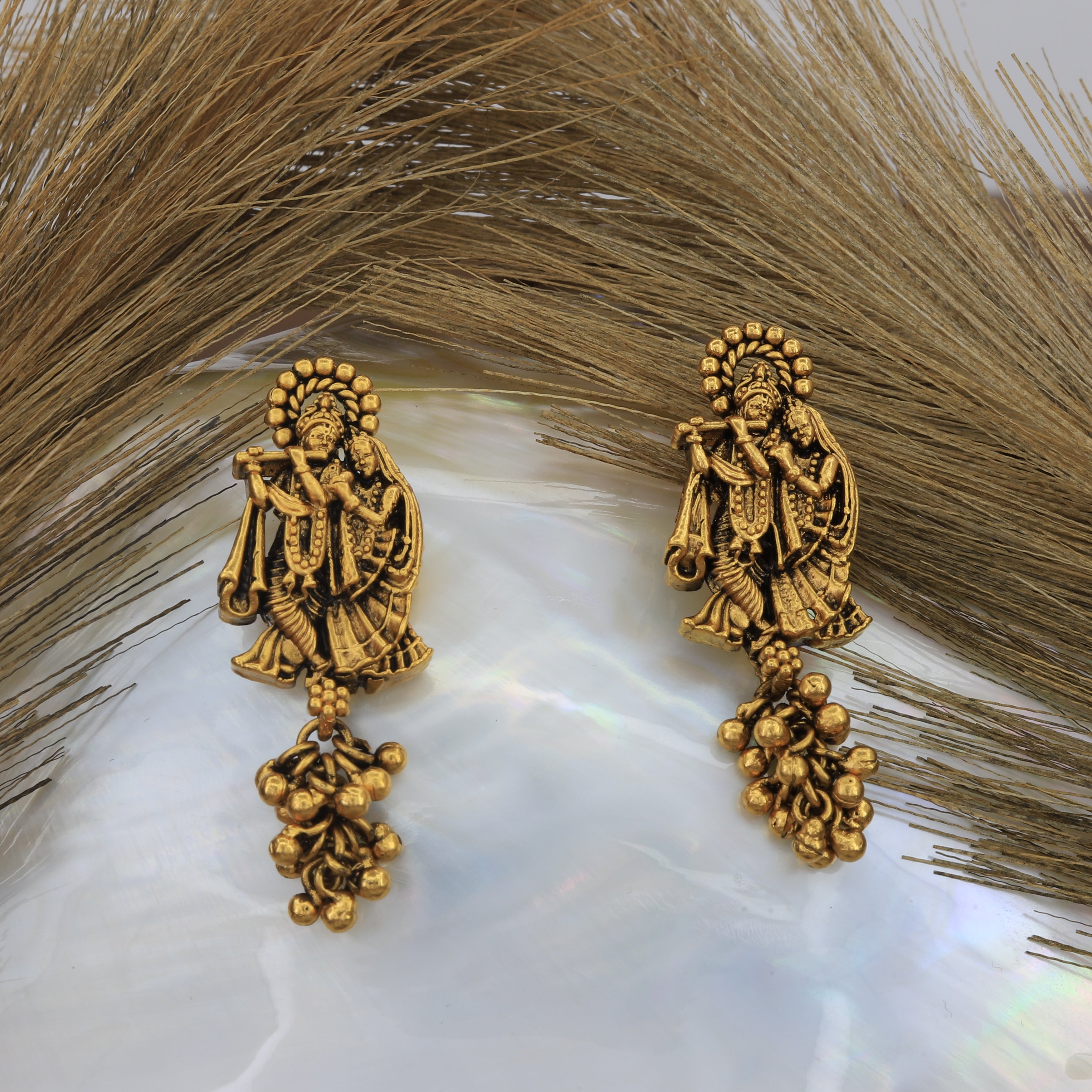 Antique Radhakrishna Design Earrings
