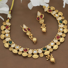Antique Kundan Necklace With Earrings