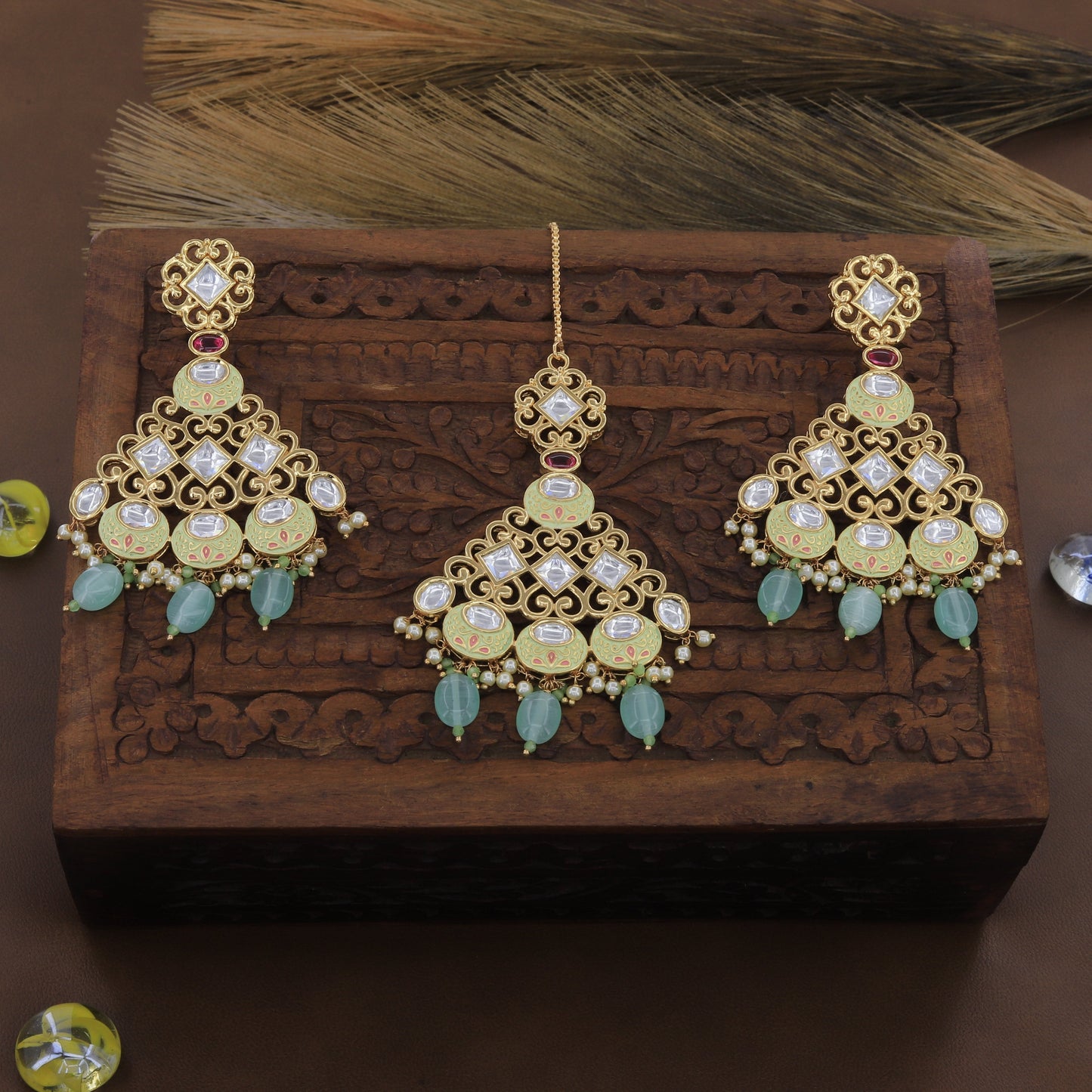 Mint Green Latkan Bridal Set For Bride