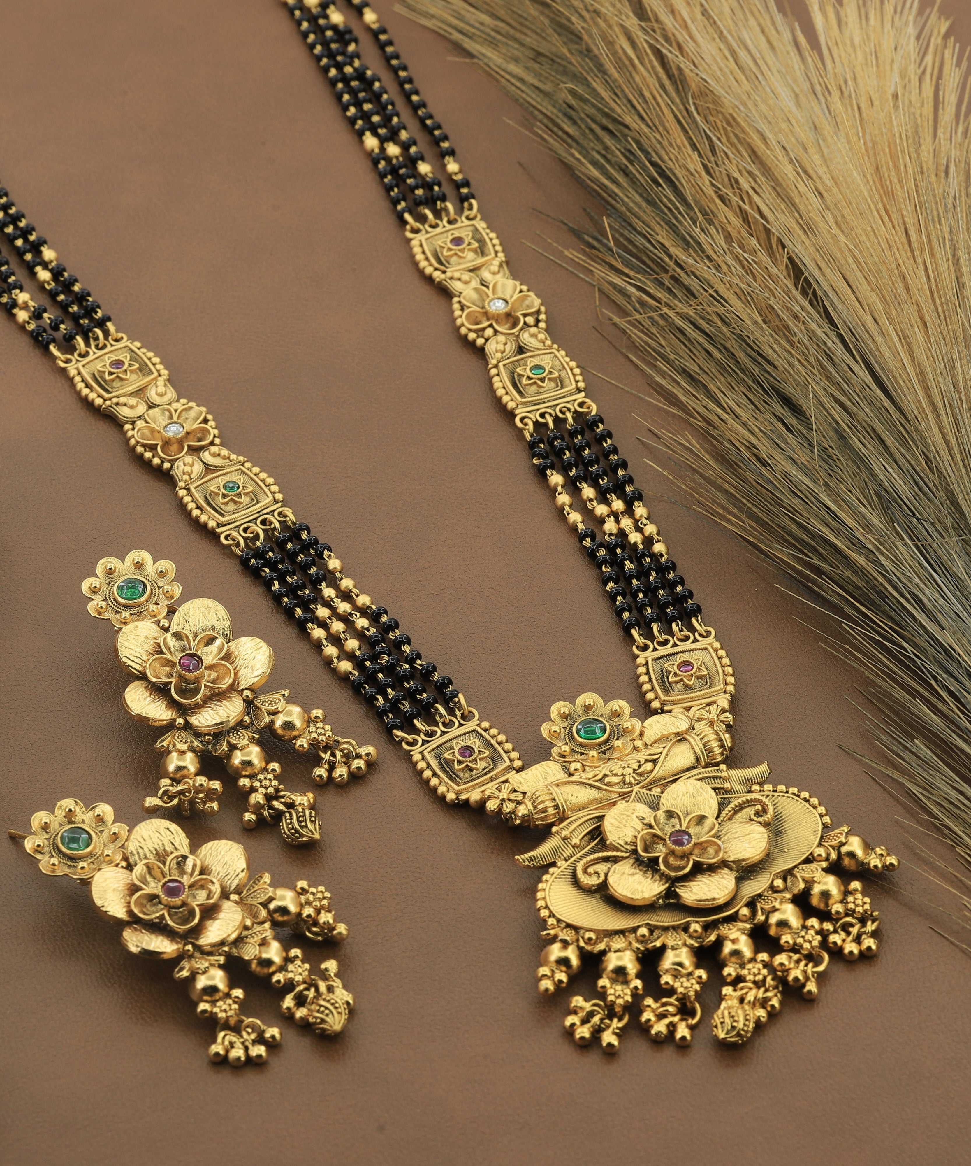 Antique Design Mangalsutra With Earrings