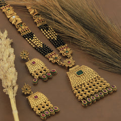 Antique Square Mangalsutra With Earrings
