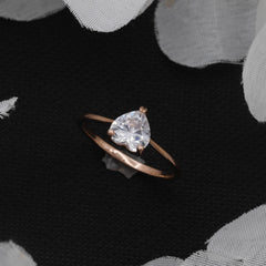 White Diamond Rose Plated Ring