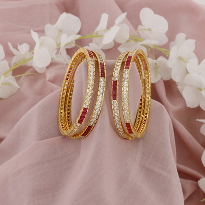 White And Pink Diamond Bangles