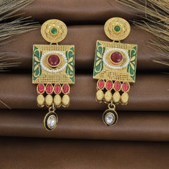 Antique Square Design Mangalsutra With Earrings