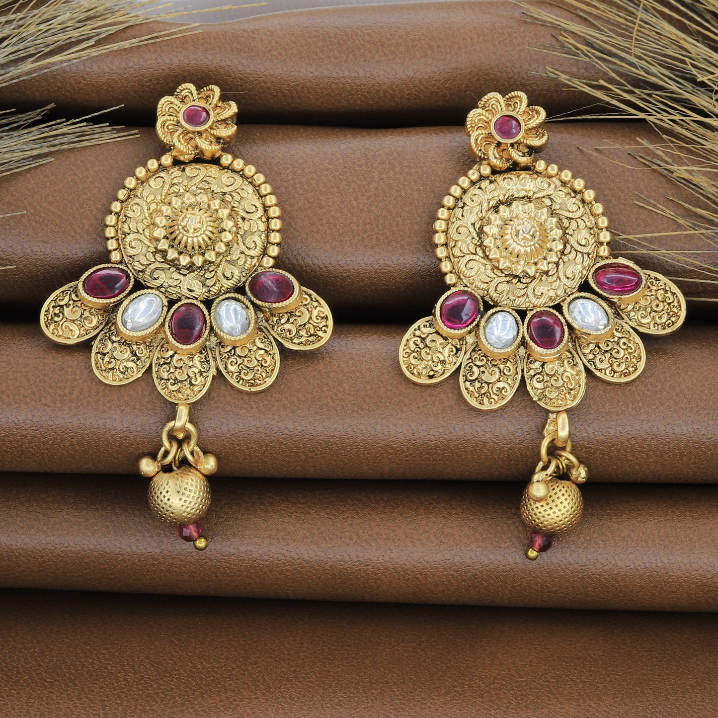 Antique Round Design Mangalsutra With Earrings