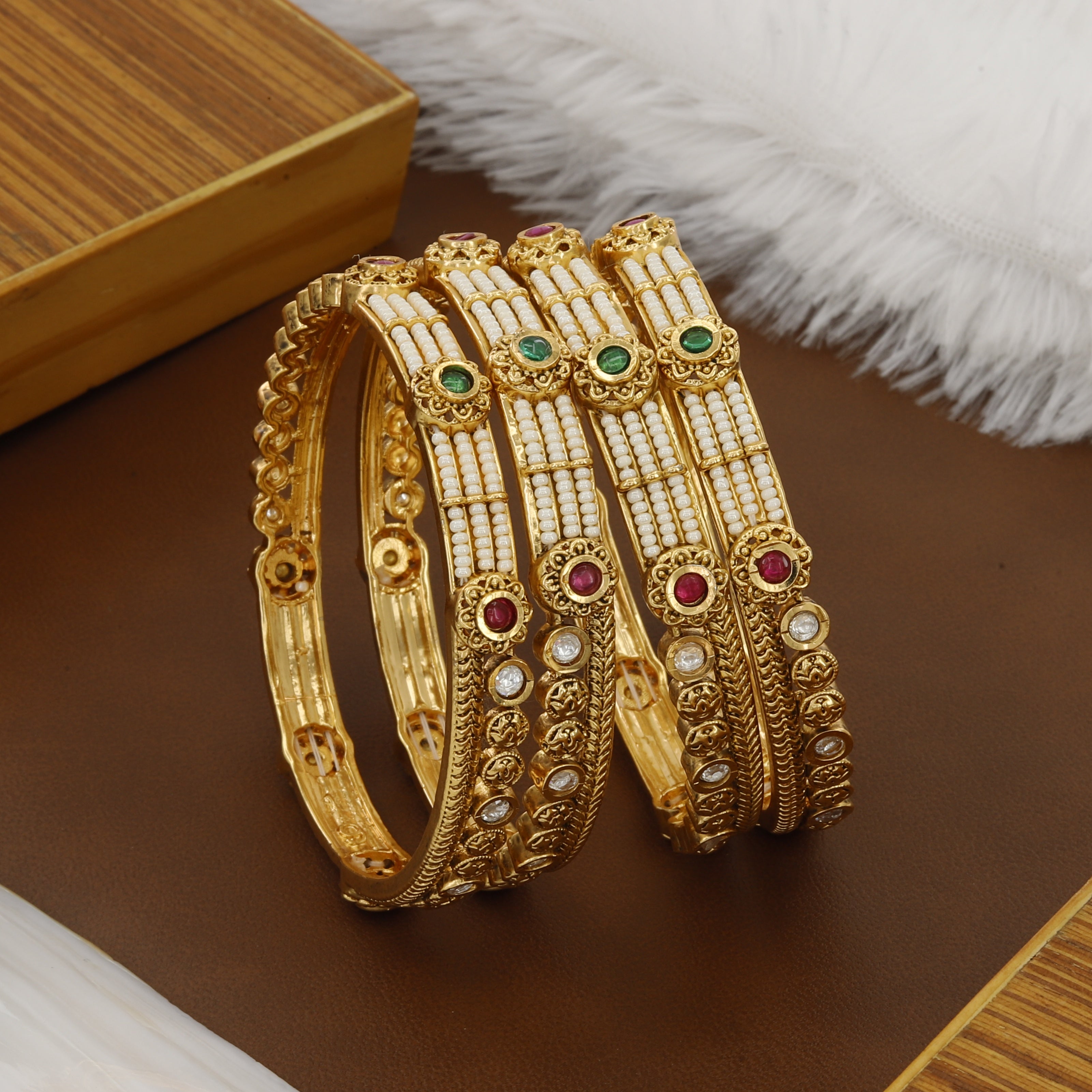 Antique Bangles Includes Moti For Women