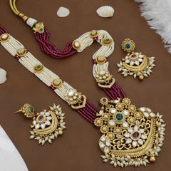 Two Color Moti Set For Women With Earrings