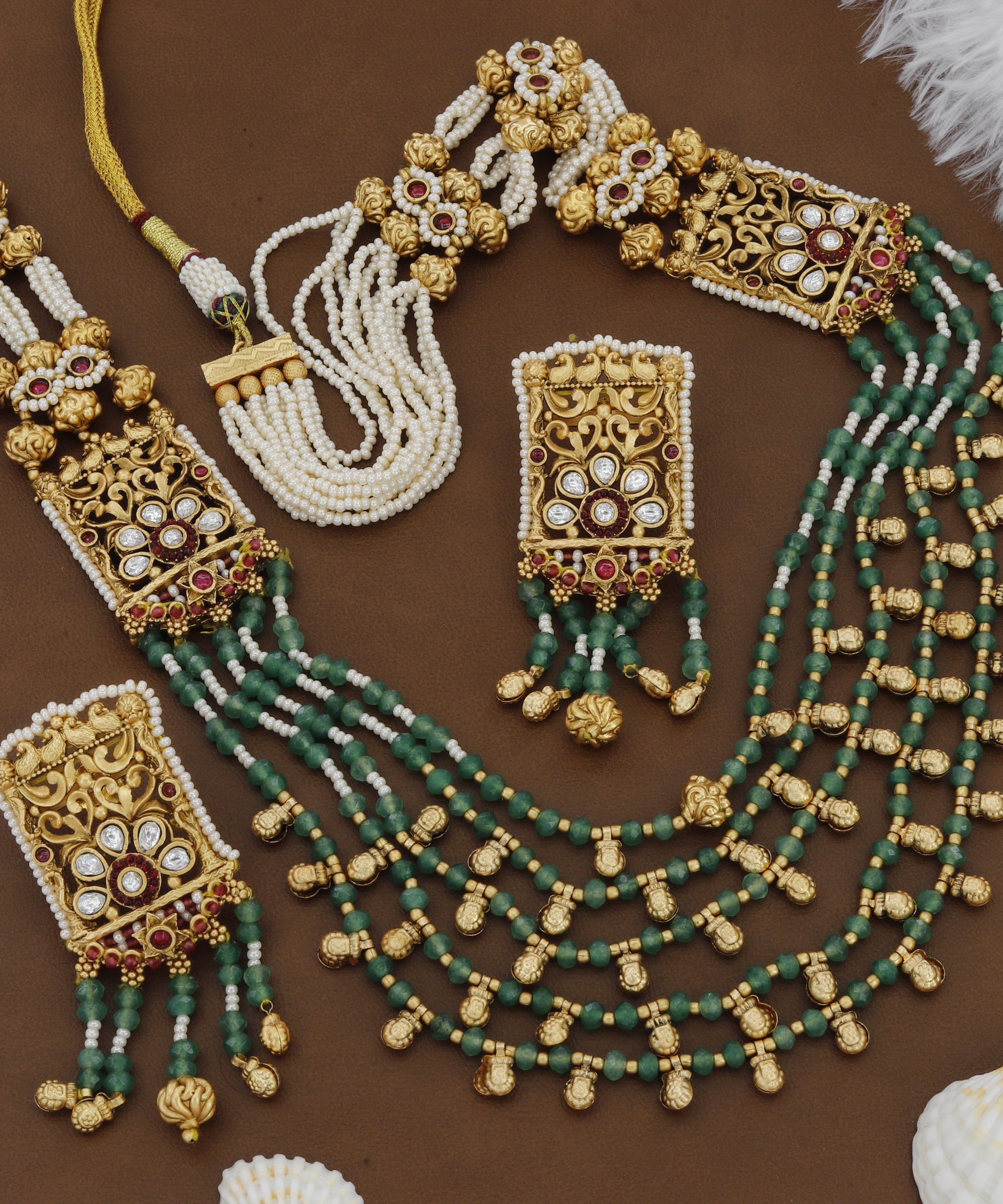 Antique Moti Mala With Earrings