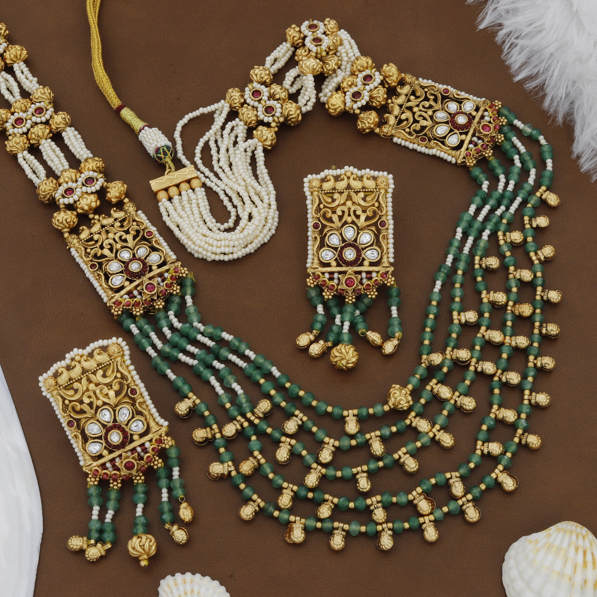Antique Moti Mala With Earrings