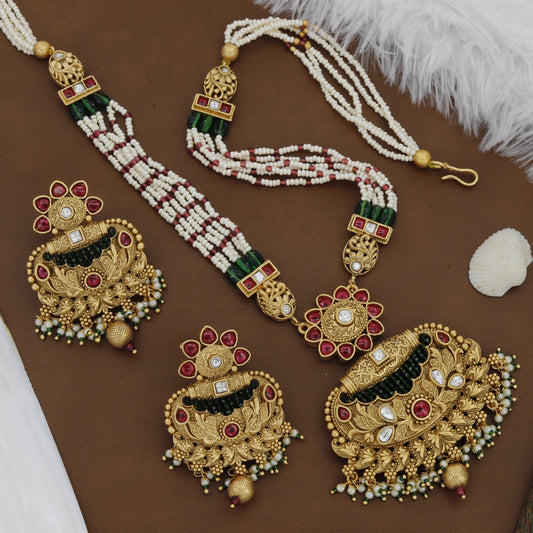 Ellipse Shape Bandhay Moti Set For Women