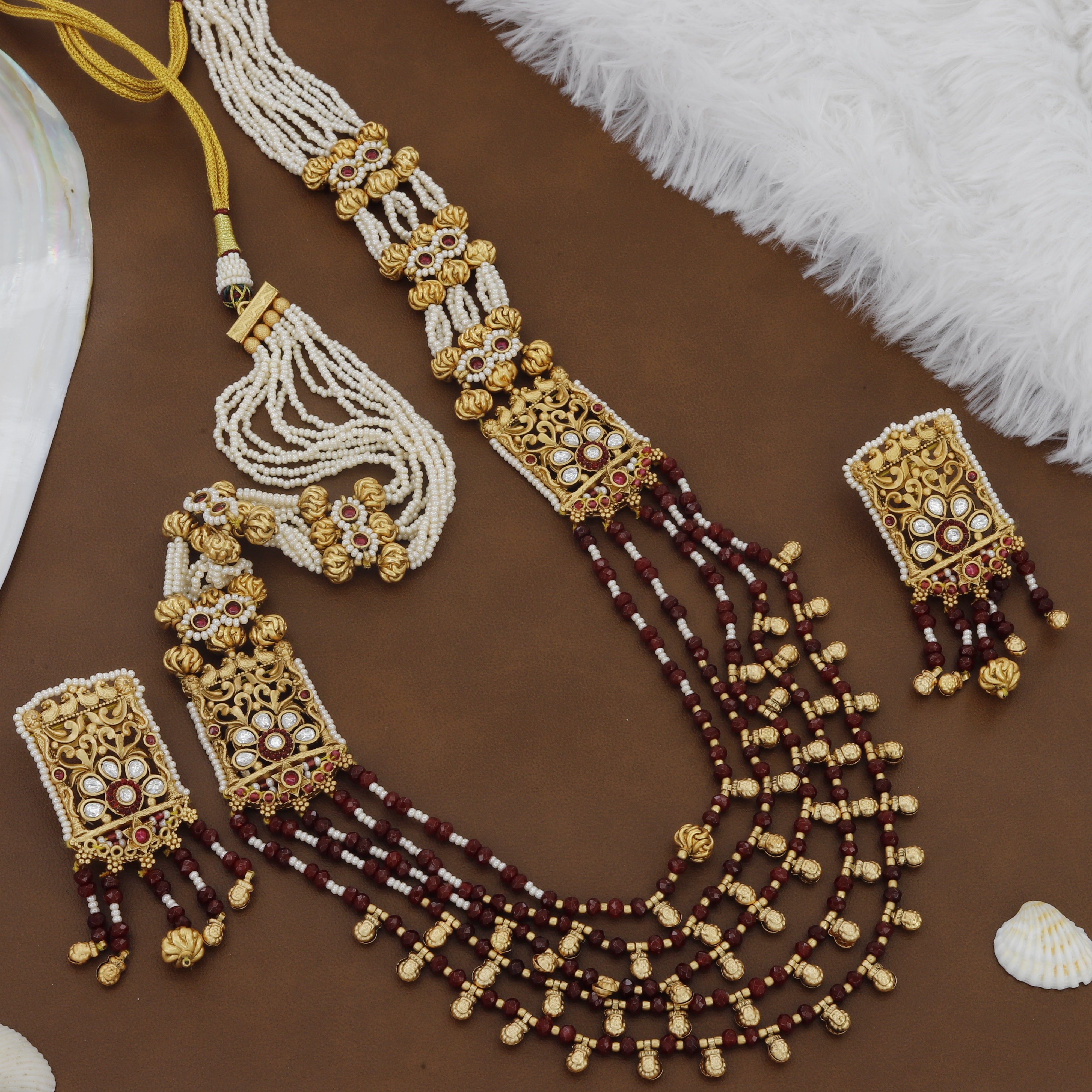 Antique Moti Mala With Earrings
