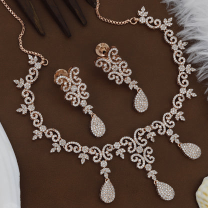 Rose polish Diamond Necklace Set