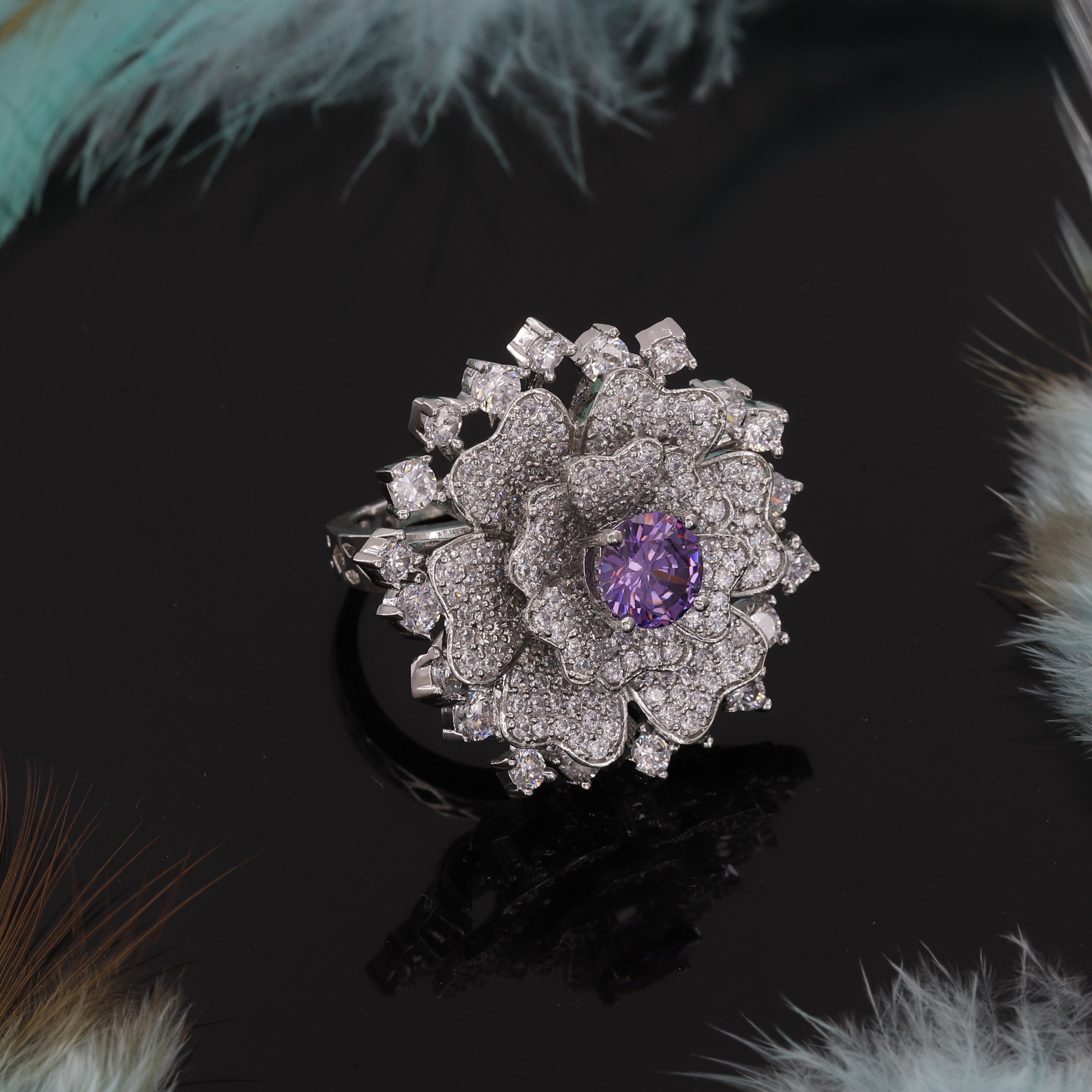 Flower Design Diamond Ring For Women
