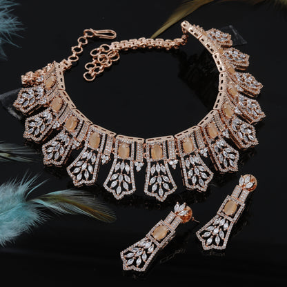Marquise Cut Rose Polished Choker Set For Women
