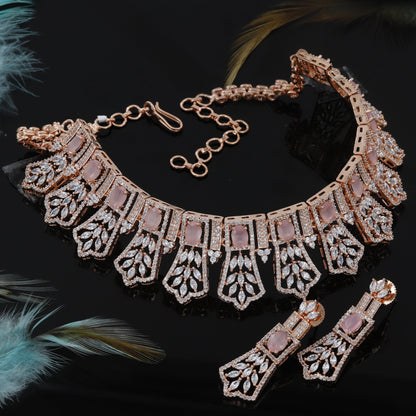 Marquise Cut Rose Polished Choker Set For Women