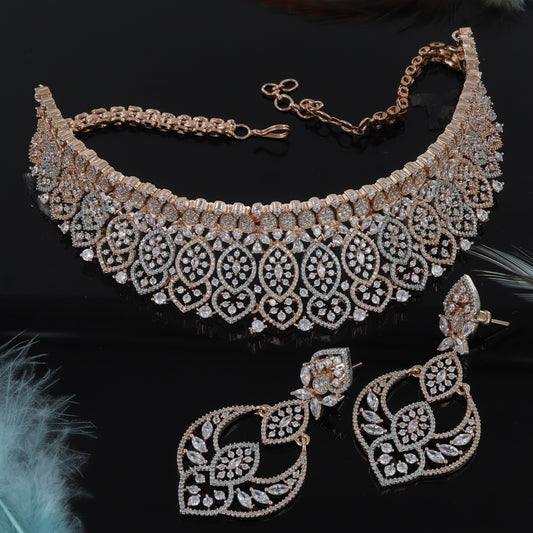 Perfect Rose Polished Diamond Choker Set