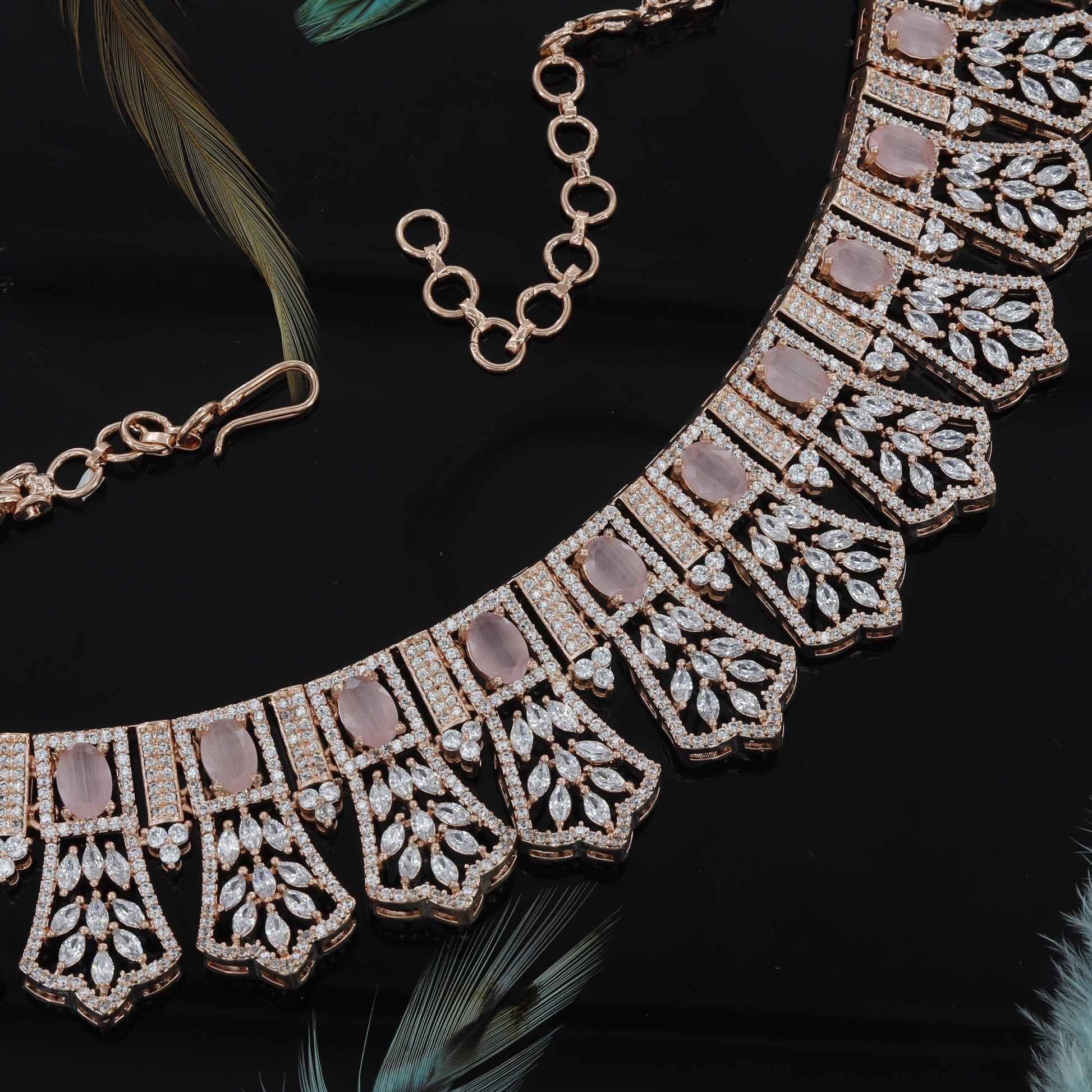 Marquise Cut Rose Polished Choker Set For Women