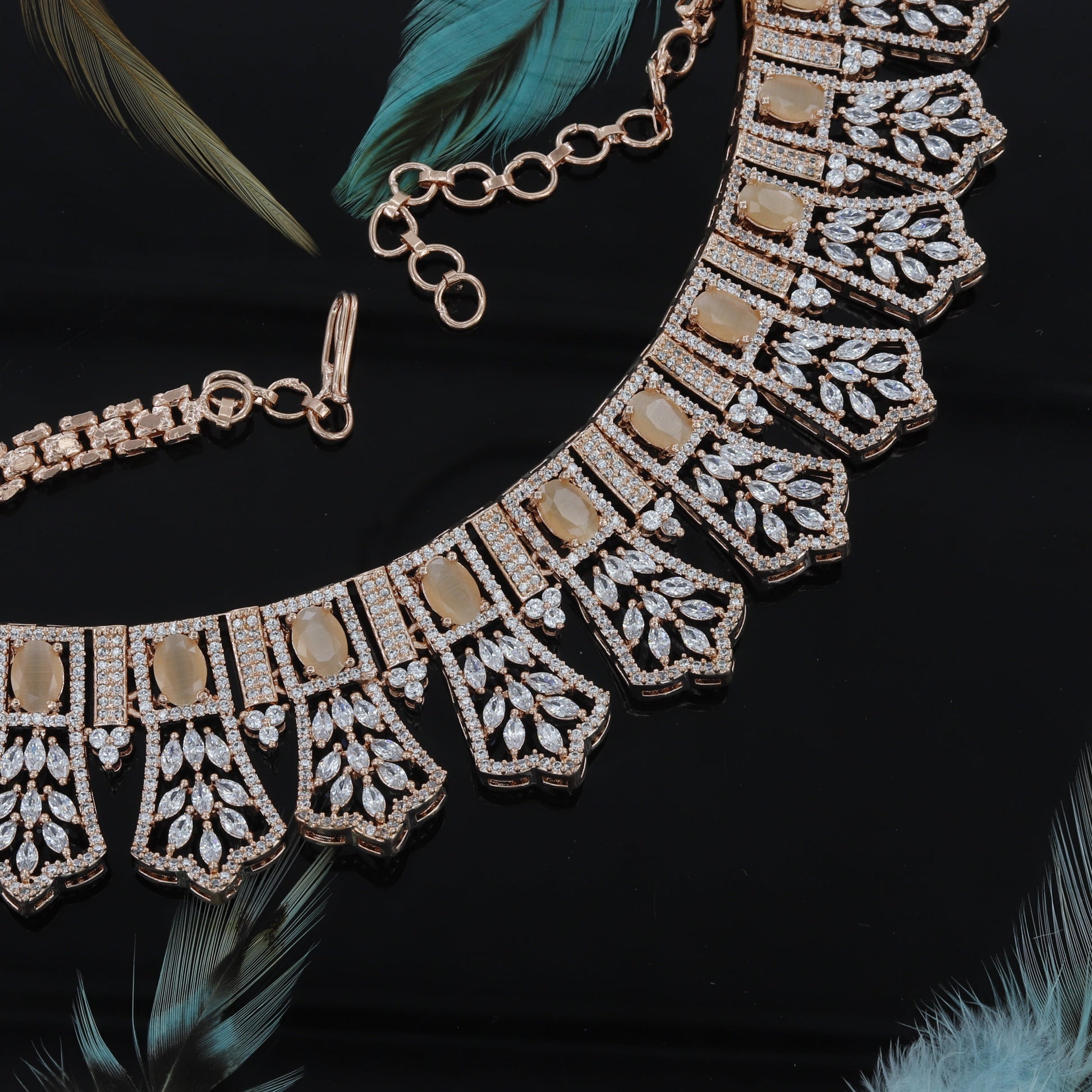 Marquise Cut Rose Polished Choker Set For Women