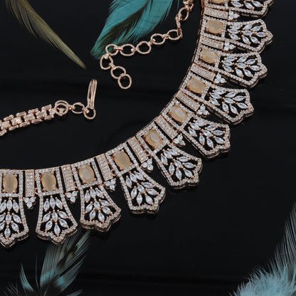 Marquise Cut Rose Polished Choker Set For Women