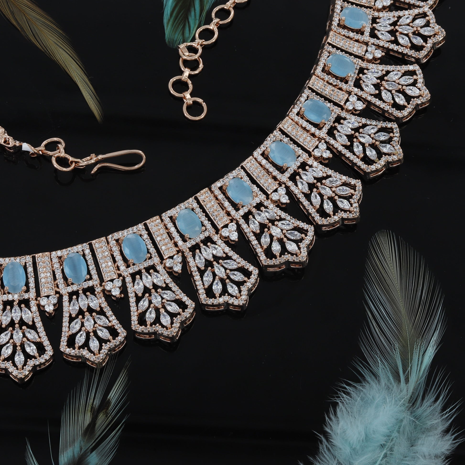 Marquise Cut Rose Polished Choker Set For Women
