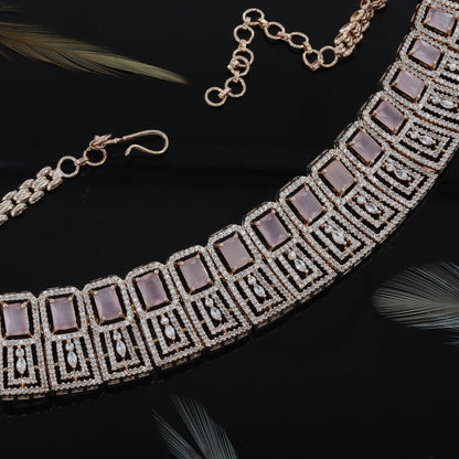 Square Design Rose Polished Choker Set For Women