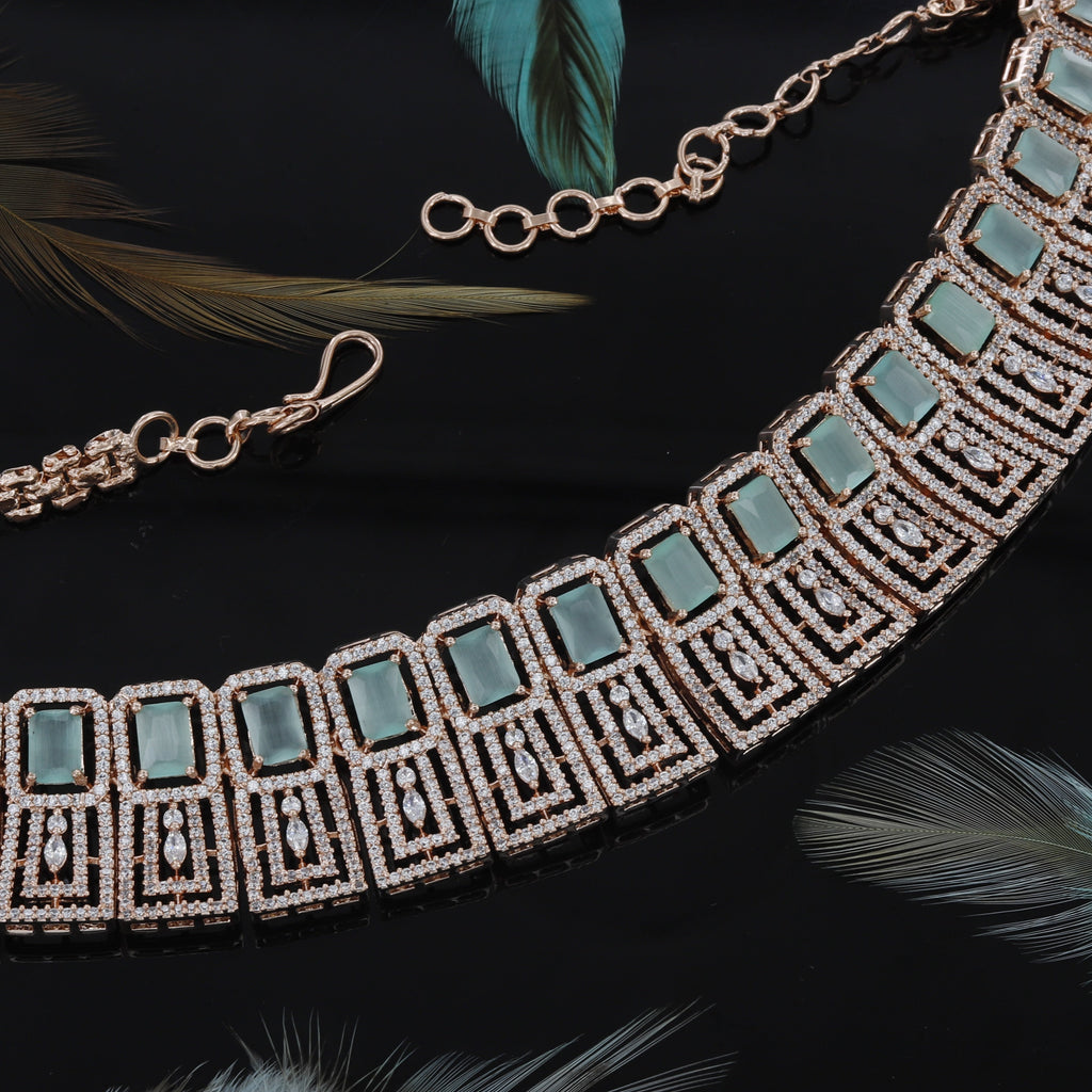 Square Design Rose Polished Choker Set For Women