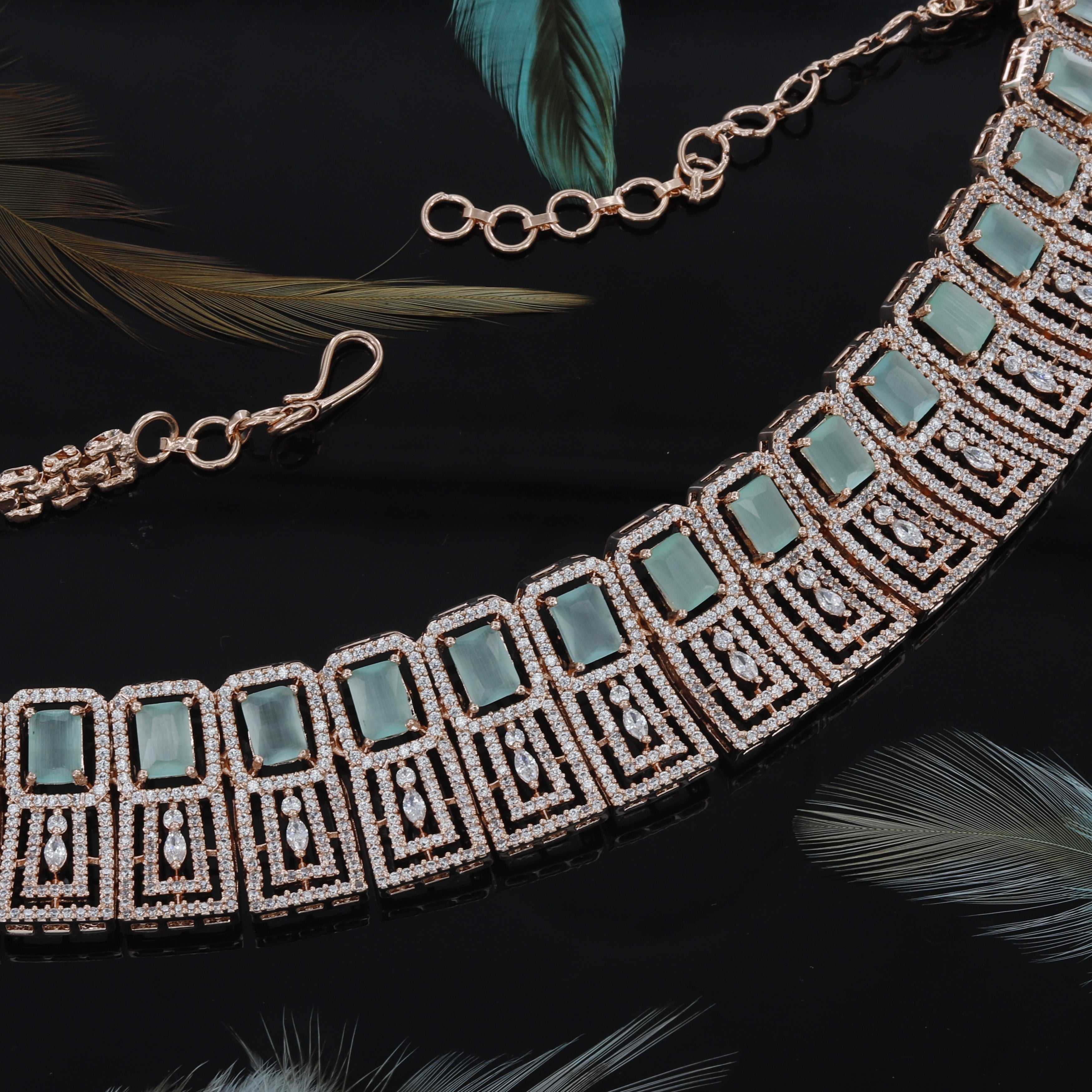 Square Design Rose Polished Choker Set For Women