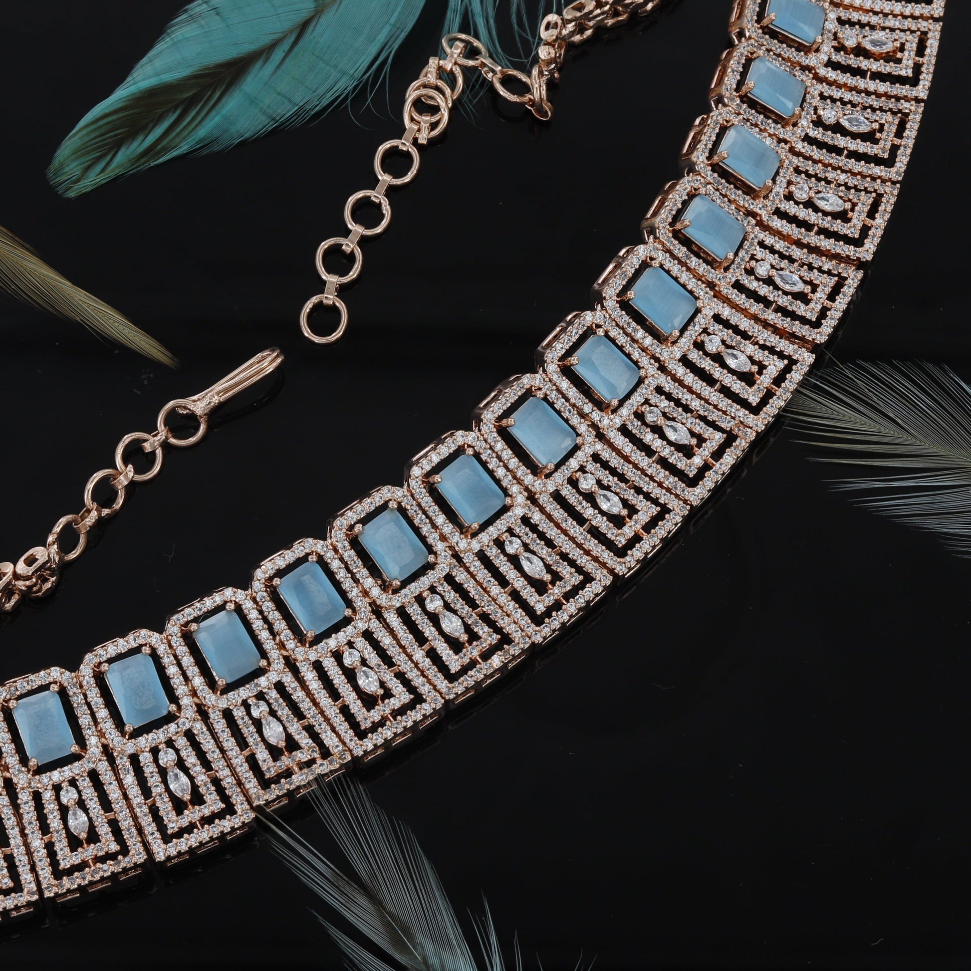 Square Design Rose Polished Choker Set For Women