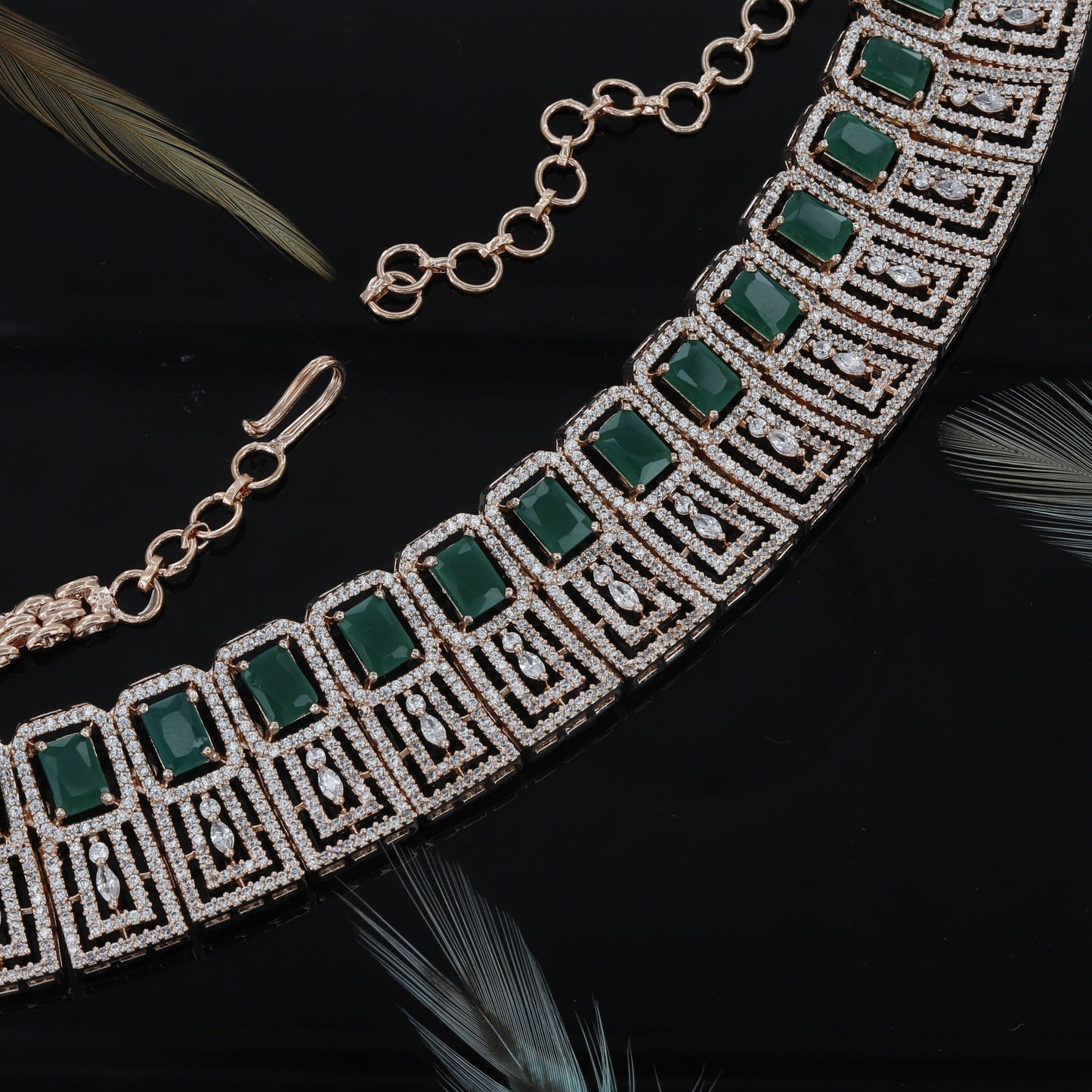 Square Design Rose Polished Choker Set For Women