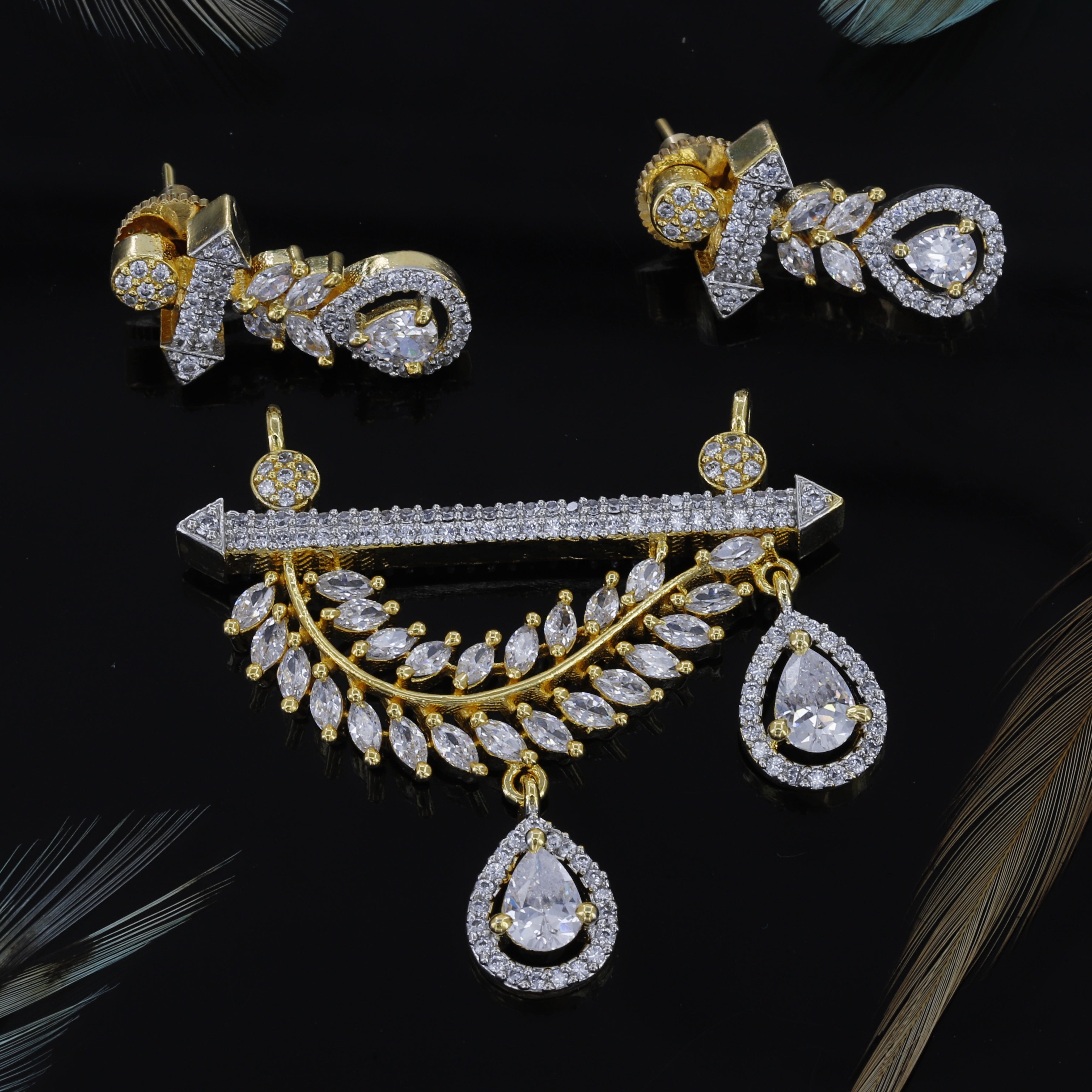 Multi Cut Diamond Gold tone Mangalsutra With Butti