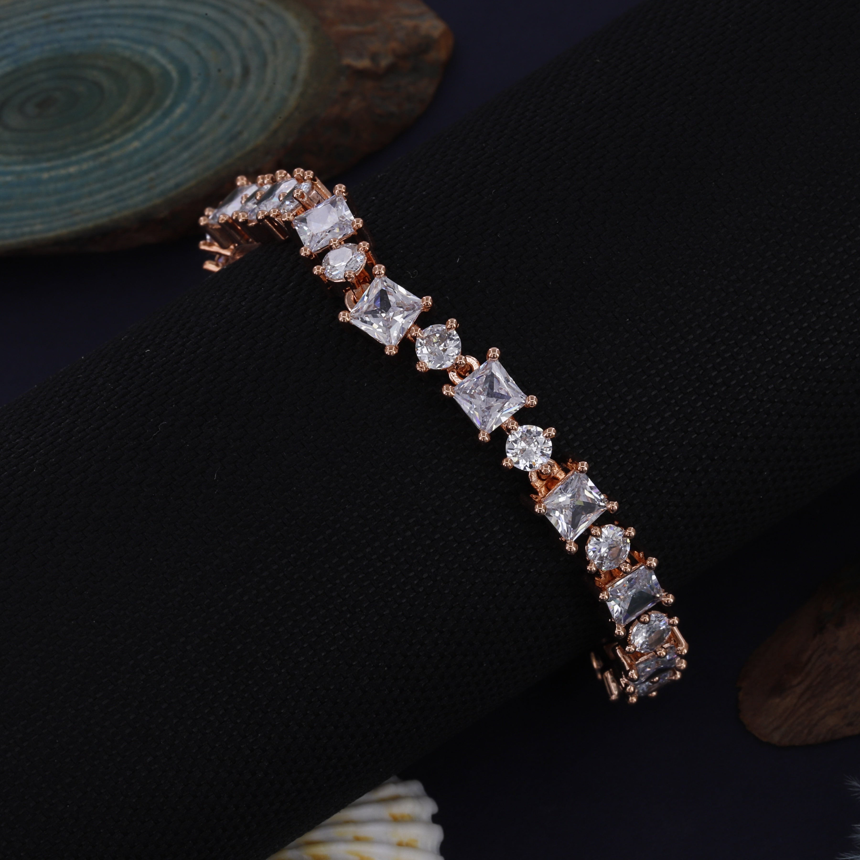 Square and Round Diamond Loose Bracelet For Women