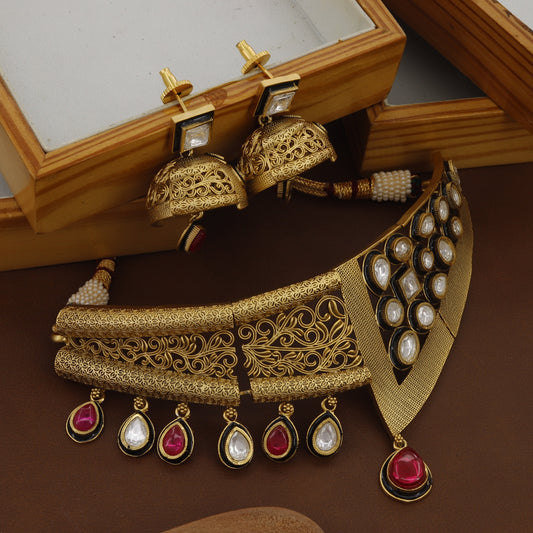 Fit Neck Choker Set With Jhumkha