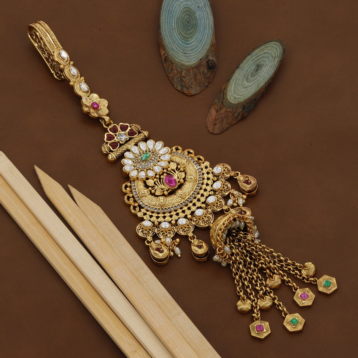 Flower Design Kundan Juda For Women