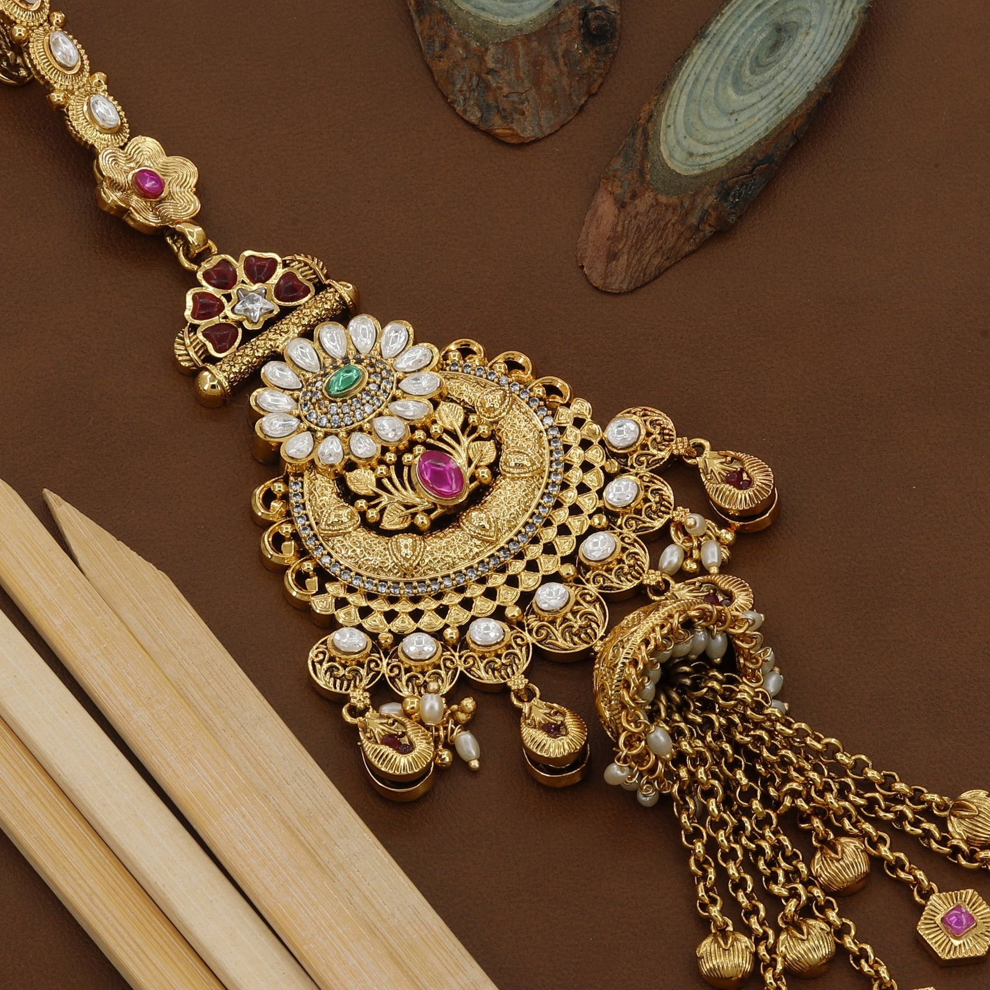 Flower Design Kundan Juda For Women