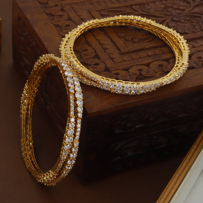 Gold Tone Multi Size Diamond Bangles