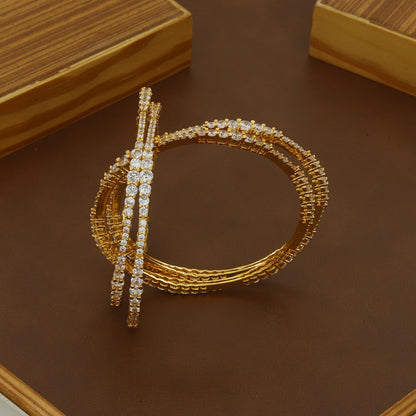 Gold Tone Multi Size Diamond Bangles