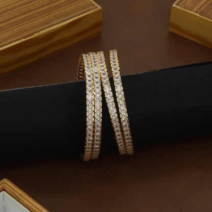 Princess Cut Diamond Gold Tone Bangles