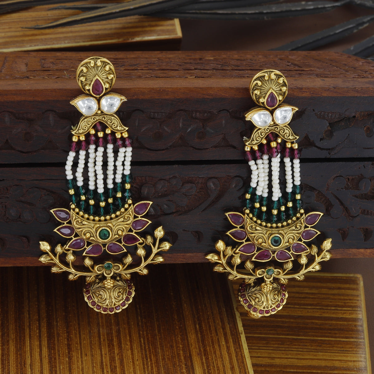 Long Kundan Earrings For Women
