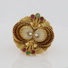 Circle Design Antique Finger Ring With Colours
