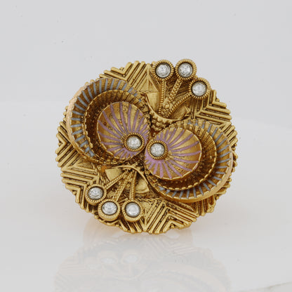 Circle Design Antique Finger Ring With Colours