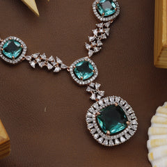Rosepolished Square Cut Diamond Necklace With Colours