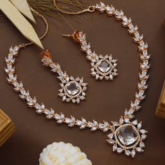 Goldpolished Big Stone Diamond Necklace