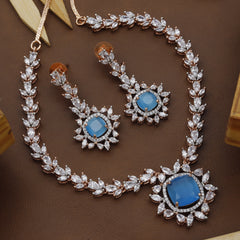 Rosepolished Multi Colour Big Stone Diamond Necklace