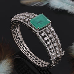 Emerald Cut Stone Bangle Kada For Women