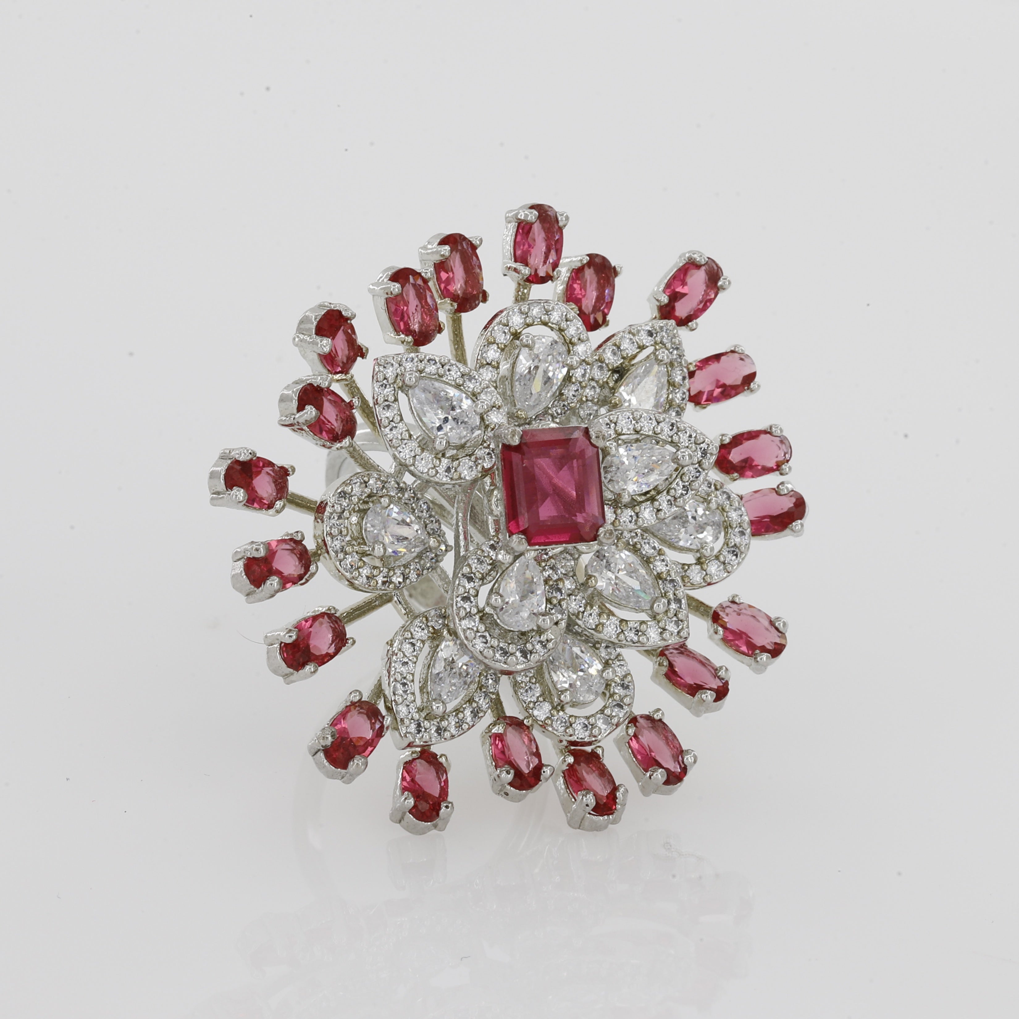 Ruby Perl Round Diamond Ring For Girls