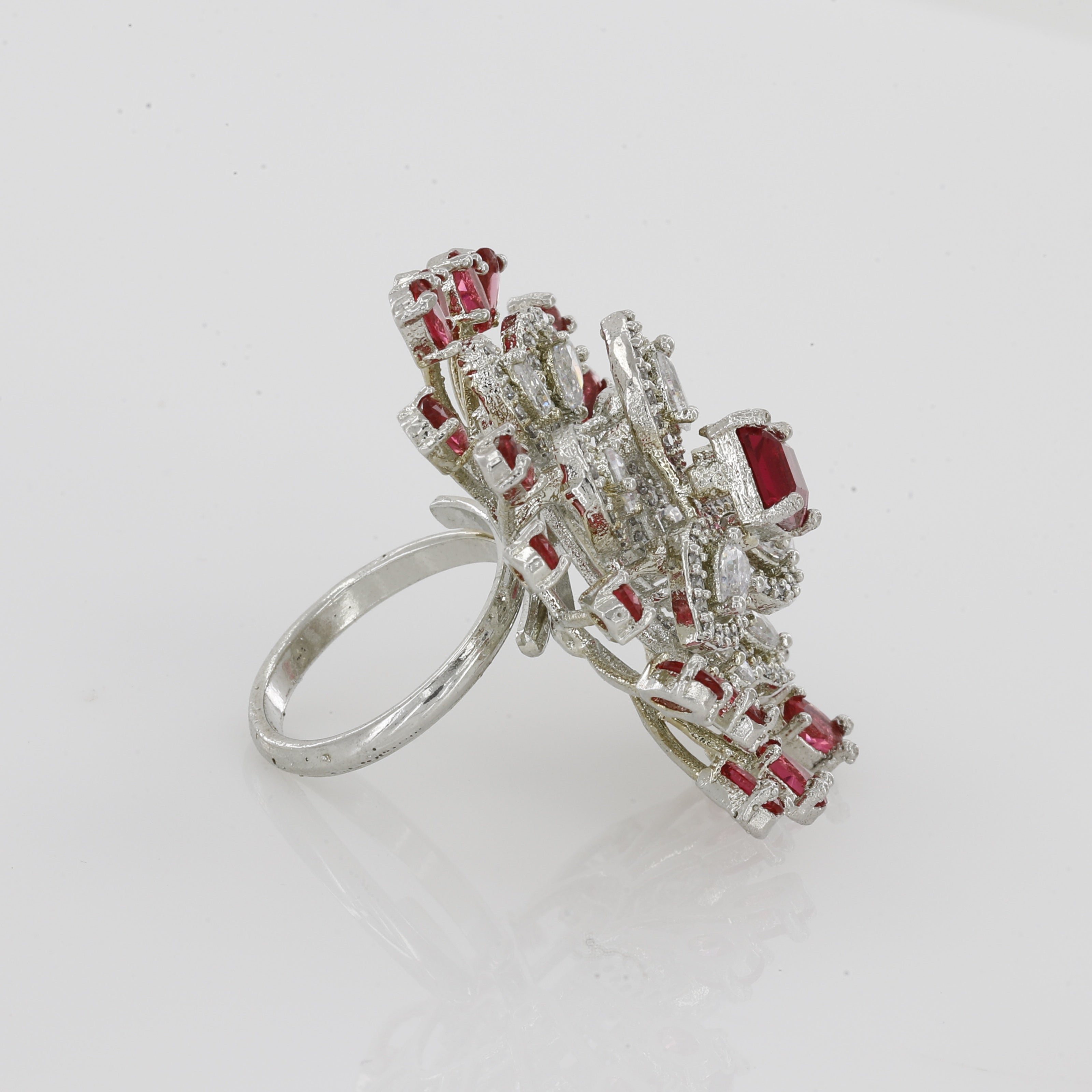 Ruby Perl Round Diamond Ring For Girls