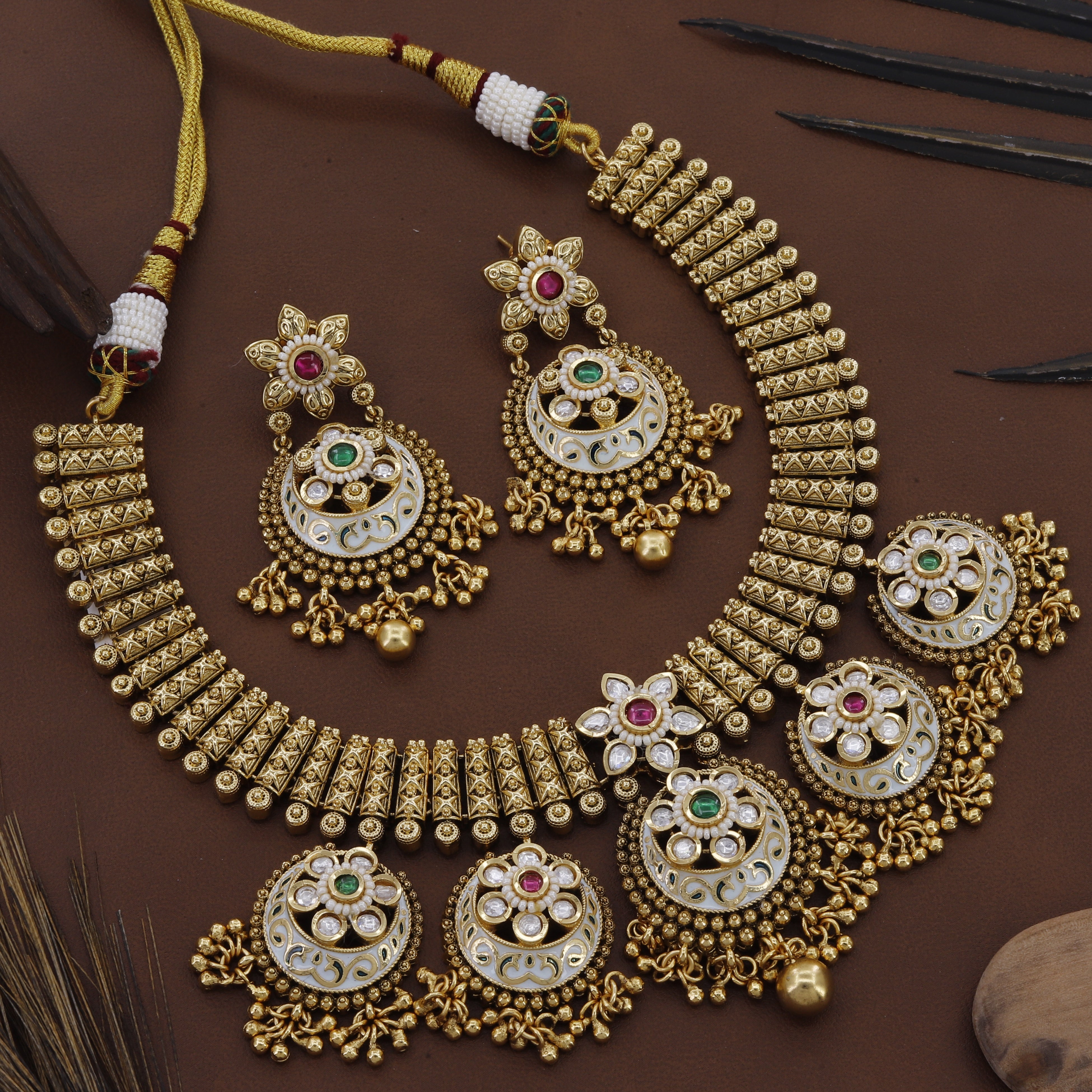 Heavy Antique Necklace Choker Set For Women