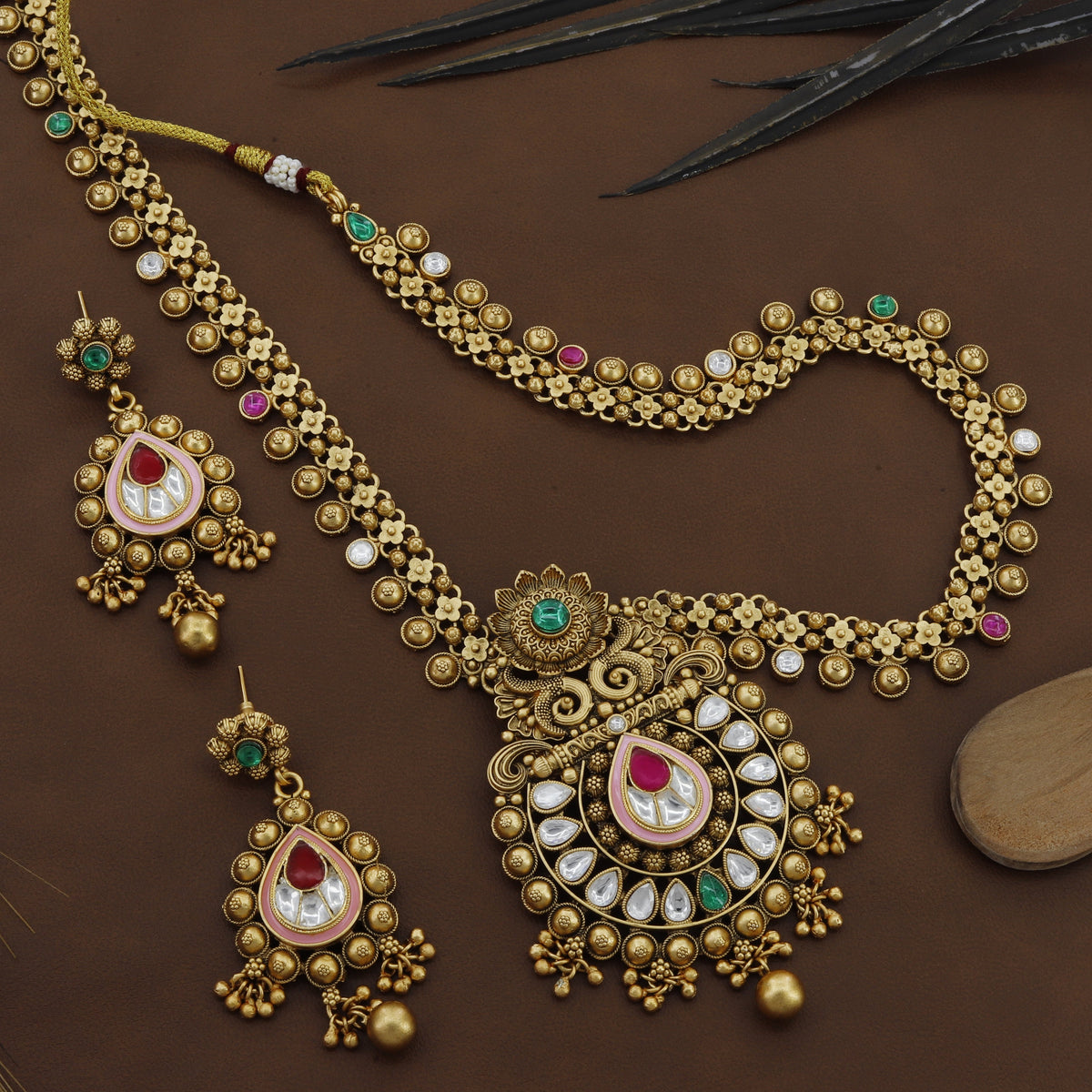 Antique Long Kundan Necklace For Women