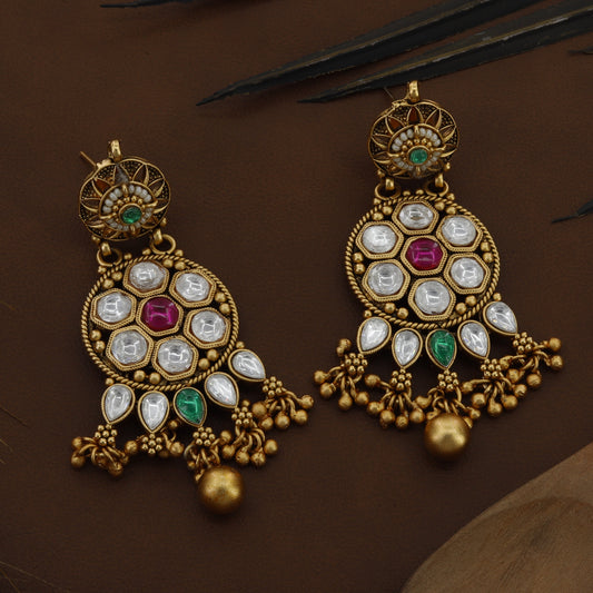 Multi Colour Kundan Antique Long Necklace